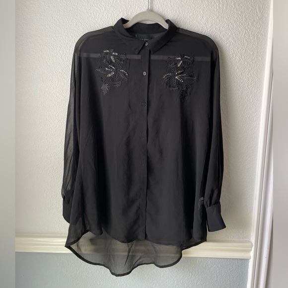 !jeans by buffalo black sheer/ semi transparent top for women - Picture 5 of 10